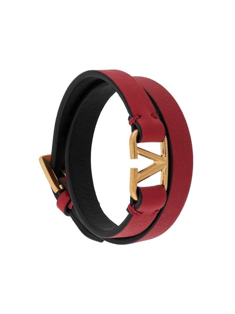 Red Vlogo Leather Wrap Bracelet