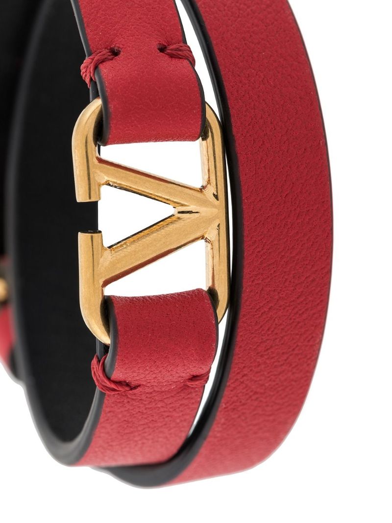 Red Vlogo Leather Wrap Bracelet