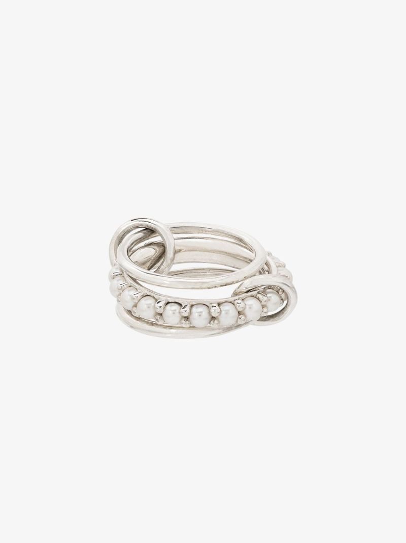 Sterling Silver Akoya Pearl Linked Ring