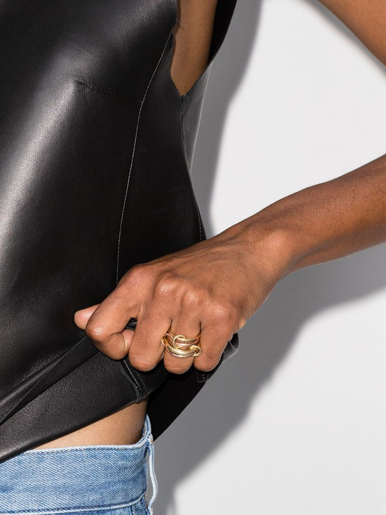 18k Yellow and Rose Gold Rain Linked Rings
