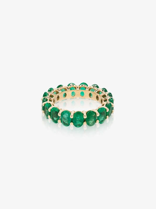18k Yellow Gold Oval Emerald Eternity Ring