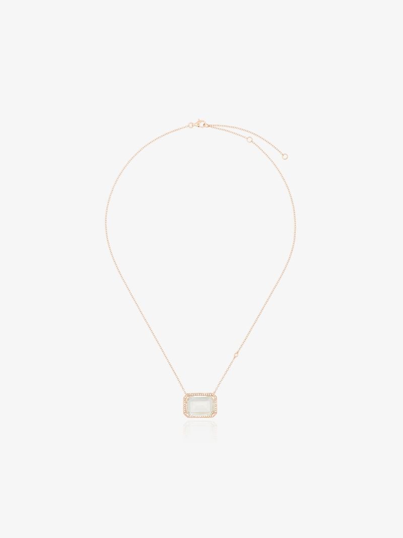18k Rose Gold Portrait Topaz Diamond Necklace