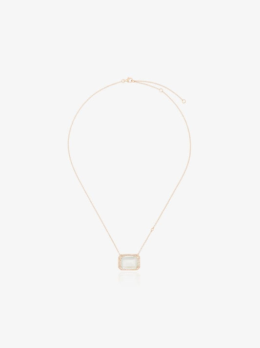 18k Rose Gold Portrait Topaz Diamond Necklace