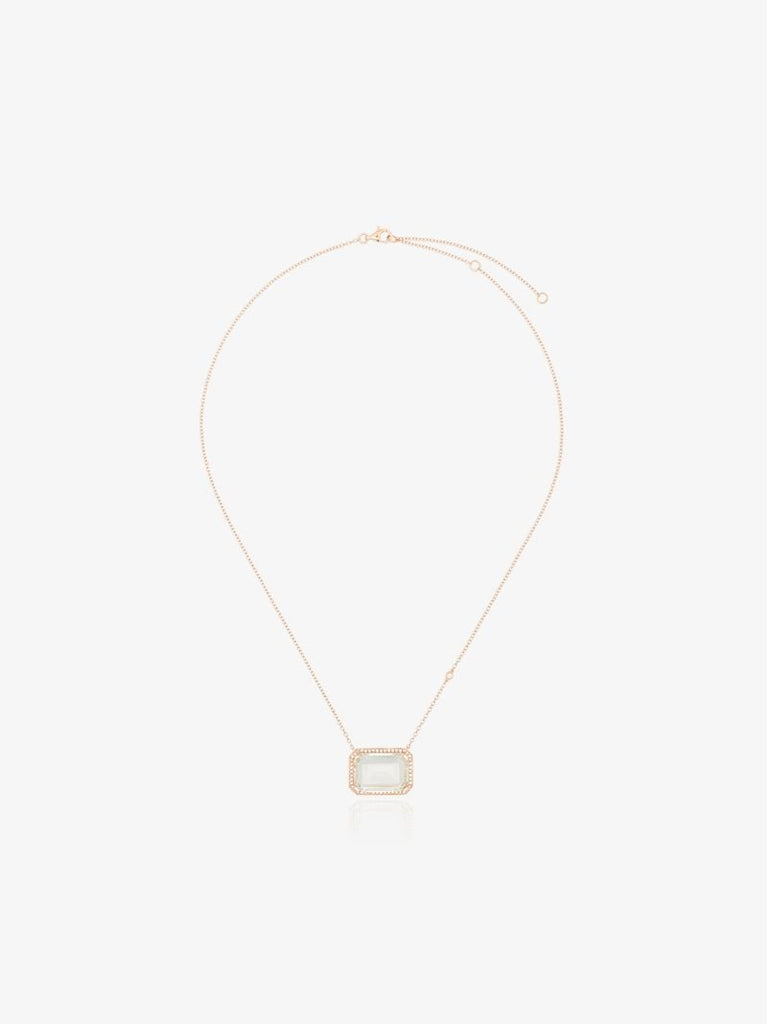 18k Rose Gold Portrait Topaz Diamond Necklace