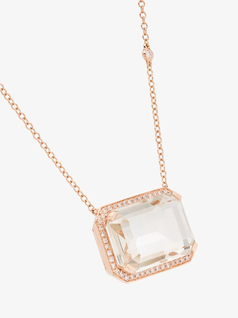18k Rose Gold Portrait Topaz Diamond Necklace