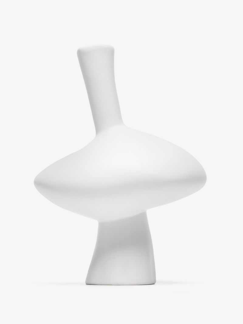 White Mercury Earthenware Candlestick