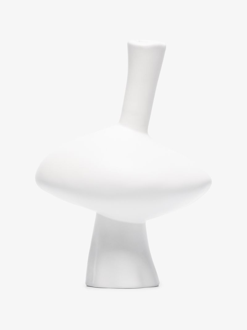 White Mercury Earthenware Candlestick