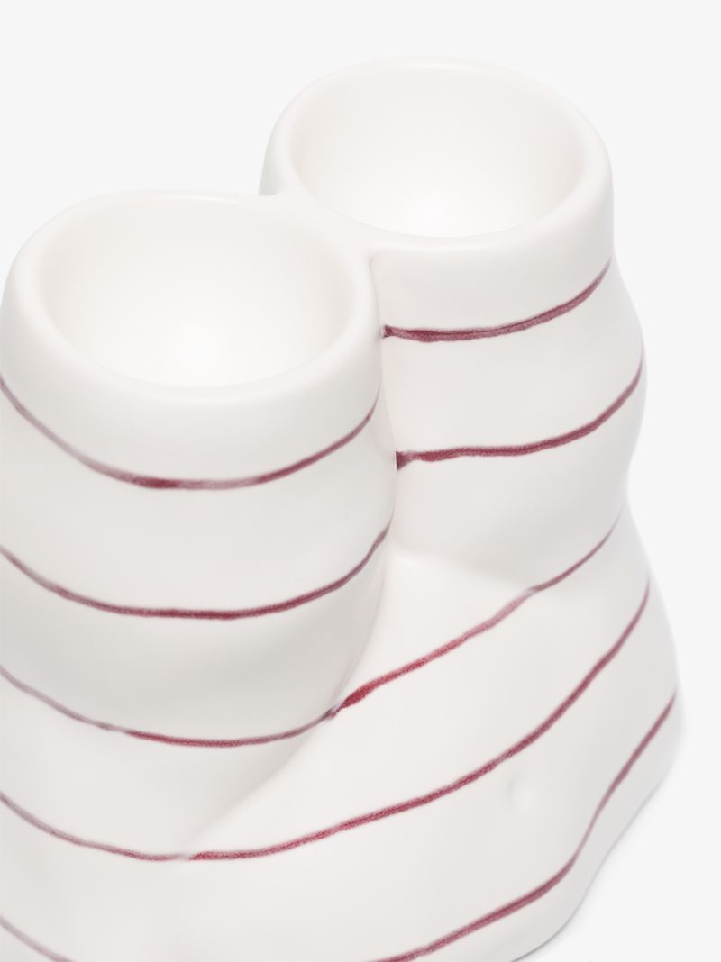 White Double L'egg Earthenware Egg Cup