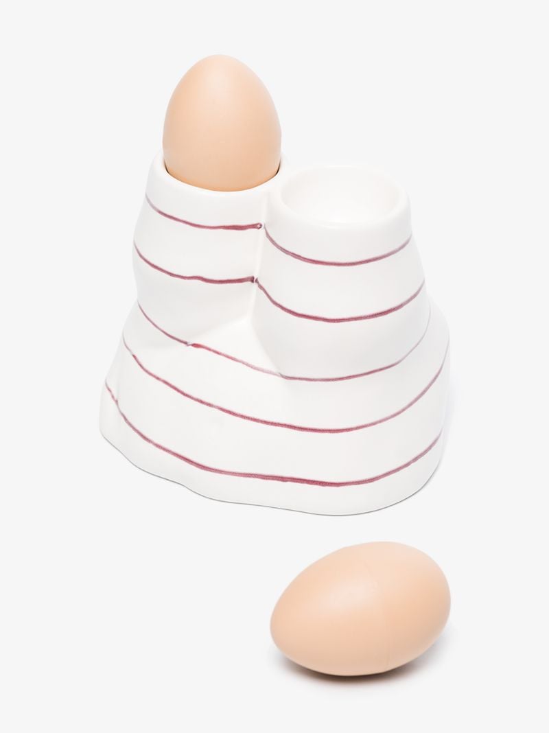 White Double L'egg Earthenware Egg Cup