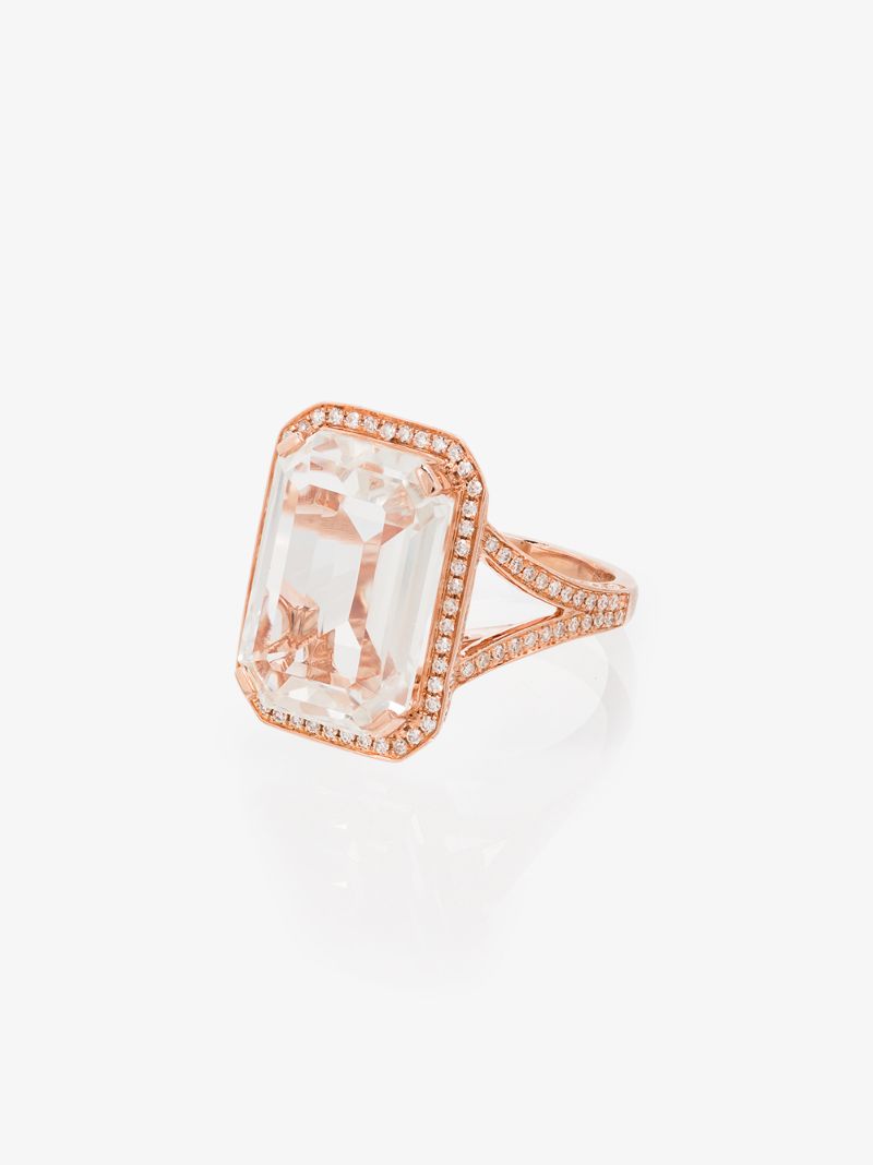 18kt Rose Gold Portrait Topaz Diamond Ring