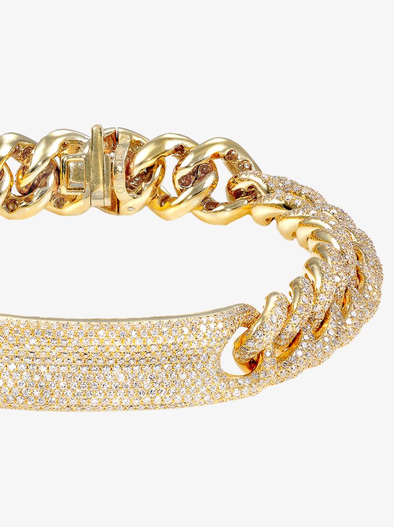18k Yellow Gold Id Essential Link Diamond Bracelet