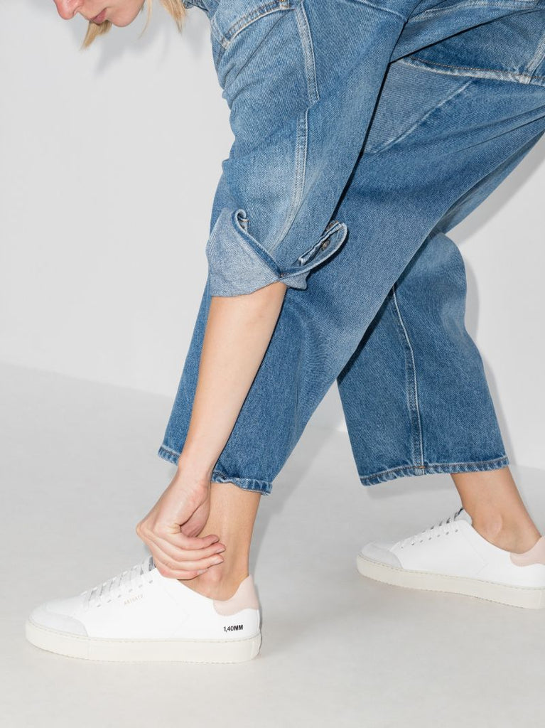 White and Pink Clean 90 Leather Sneakers