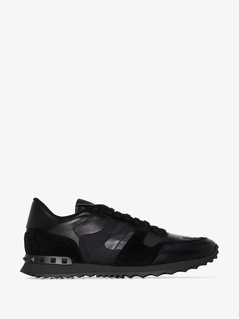Black Rockrunner Leather Sneakers