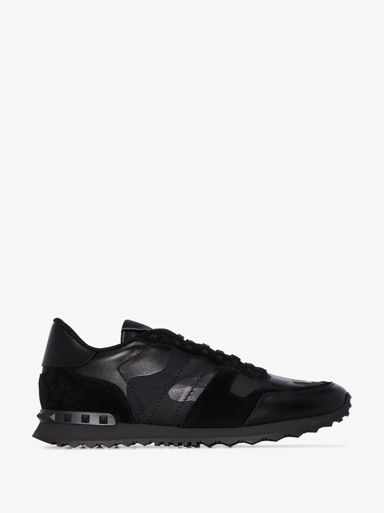 Black Rockrunner Leather Sneakers