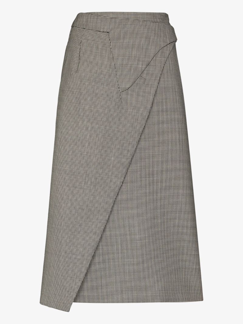 X Browns 50 Checked Wool Wrap Skirt