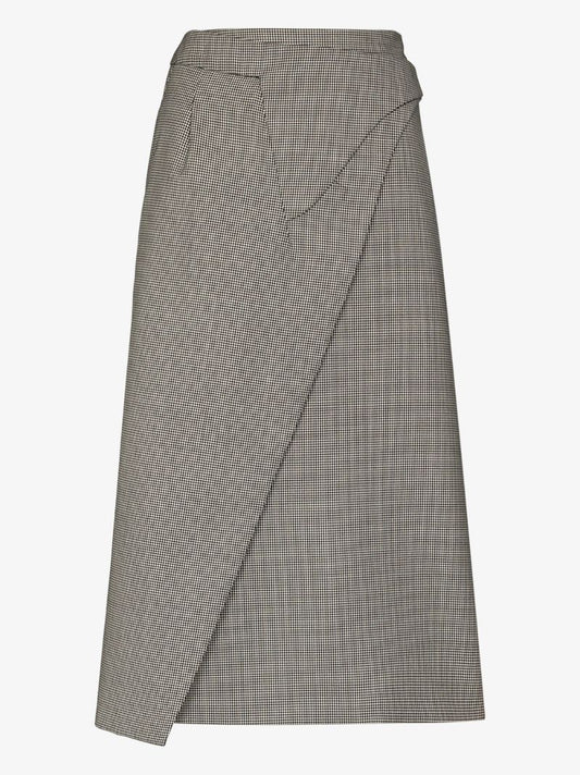 X Browns 50 Checked Wool Wrap Skirt