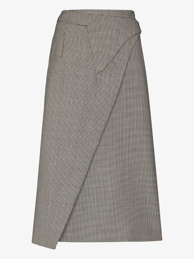 X Browns 50 Checked Wool Wrap Skirt