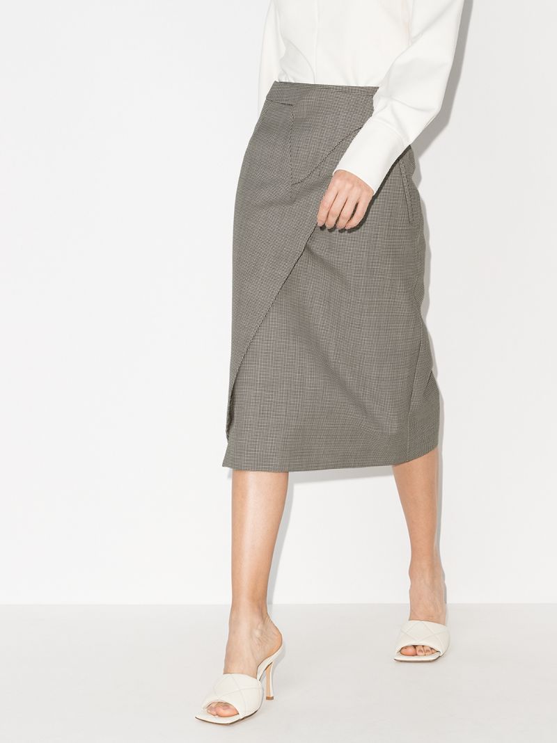 X Browns 50 Checked Wool Wrap Skirt