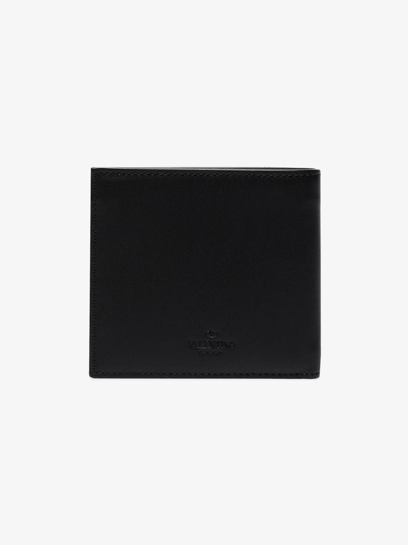 Black Vltn Logo Leather Bifold Wallet