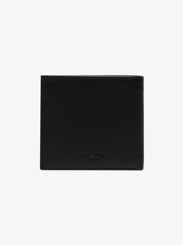 Black Vltn Logo Leather Bifold Wallet