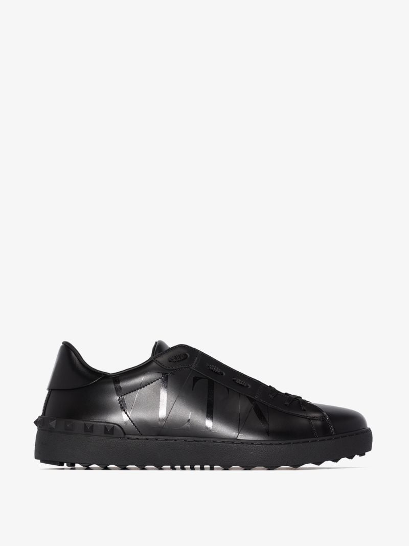 Black Open Leather Sneakers