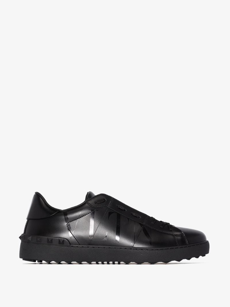 Black Open Leather Sneakers