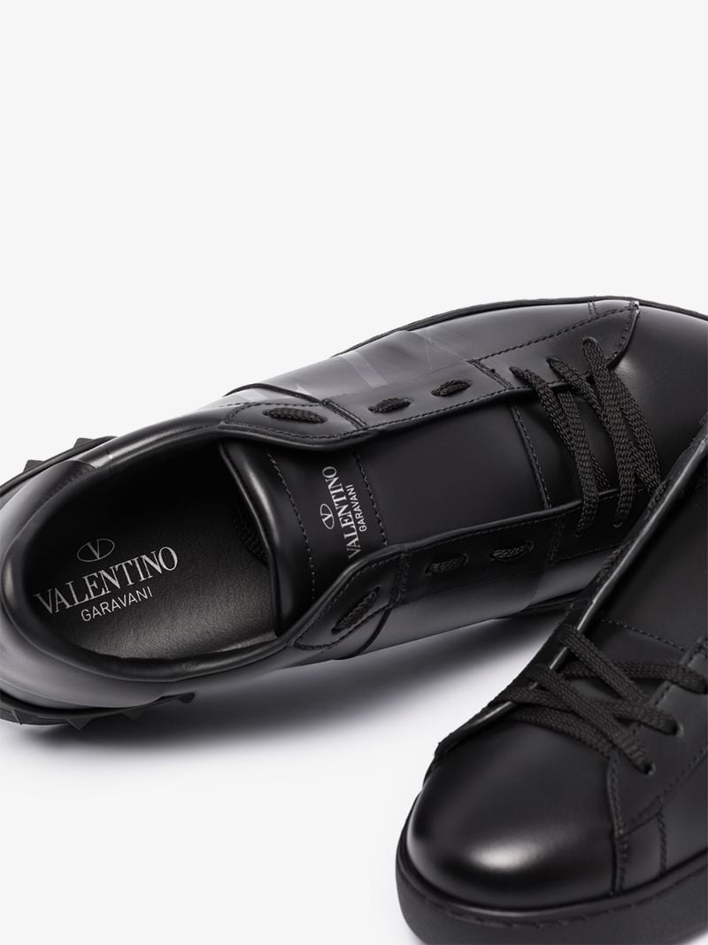 Black Open Leather Sneakers