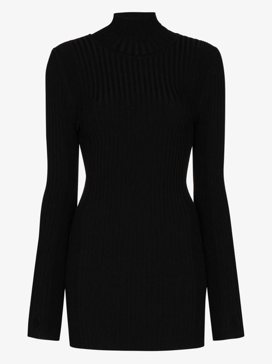 Ribbed Turtleneck Knit Sweater
