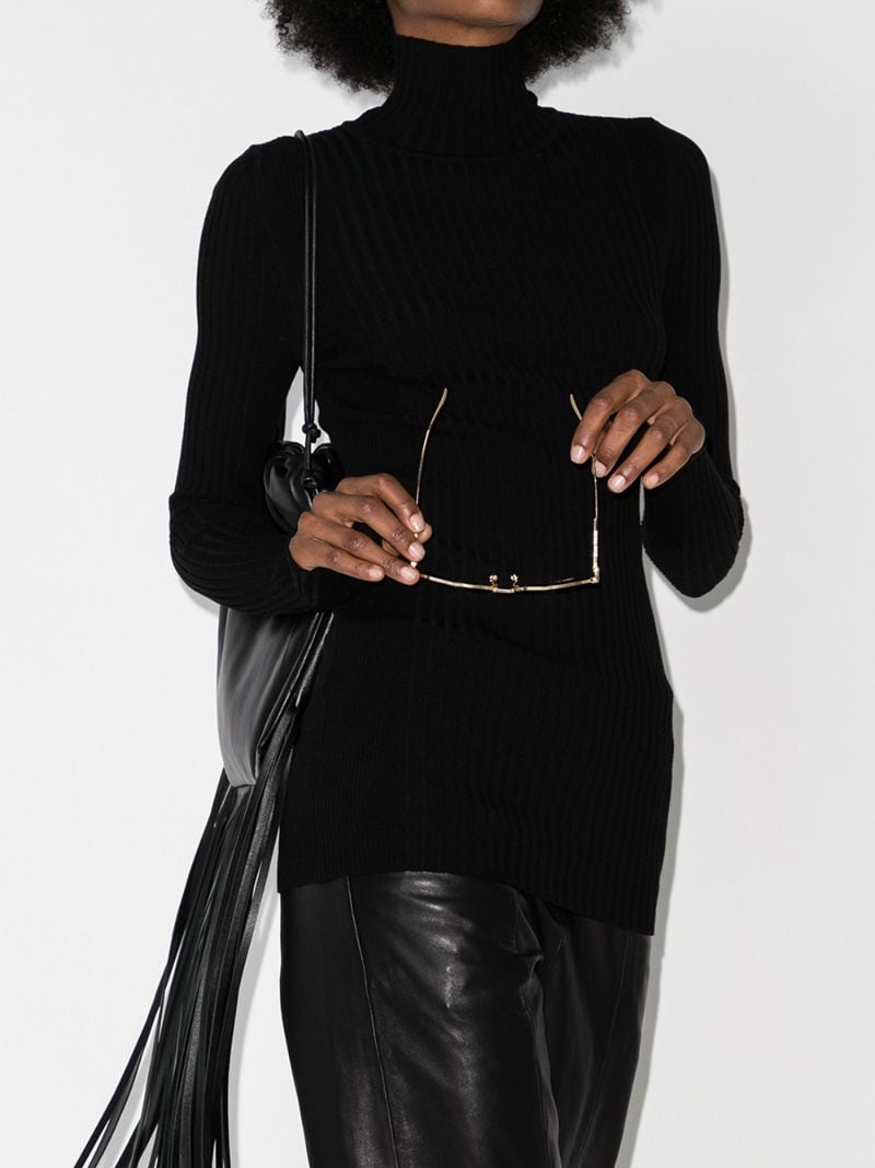 Ribbed Turtleneck Knit Sweater