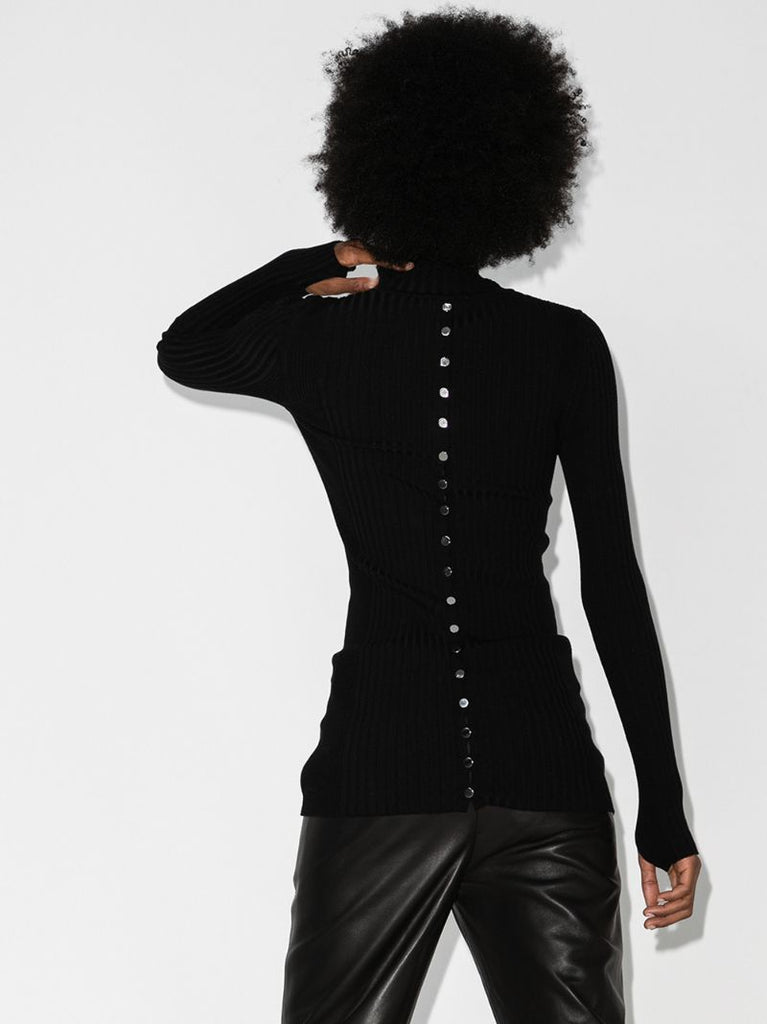 Ribbed Turtleneck Knit Sweater