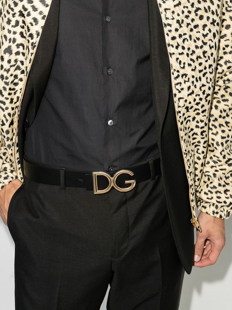 Black Dg Logo Leather Belt