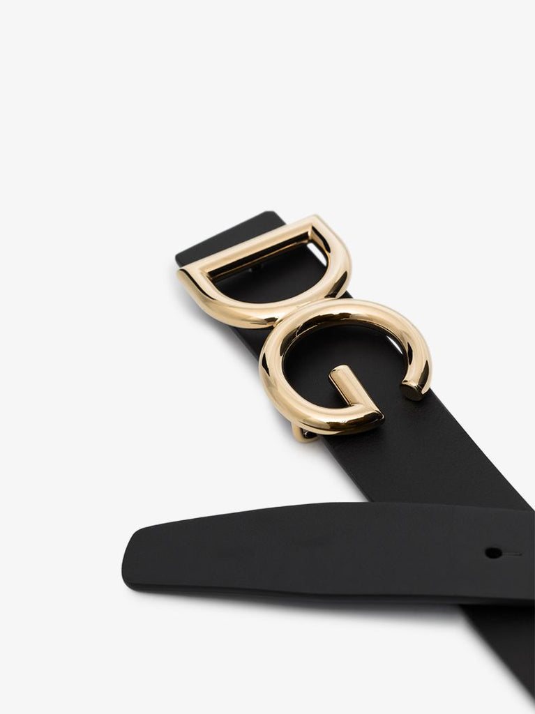 Black Dg Logo Leather Belt