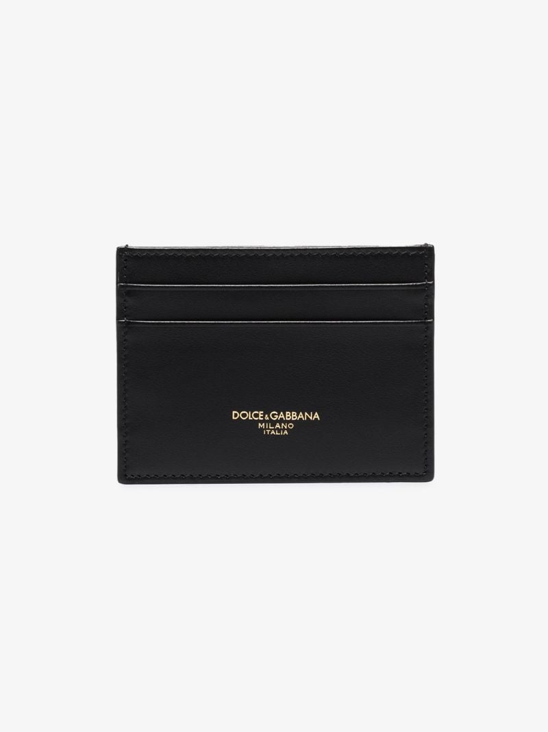 Black Logo Leather Card Holder