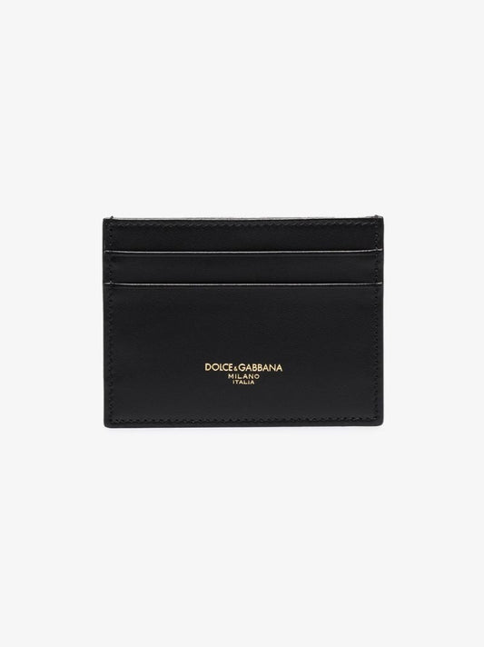Black Logo Leather Card Holder