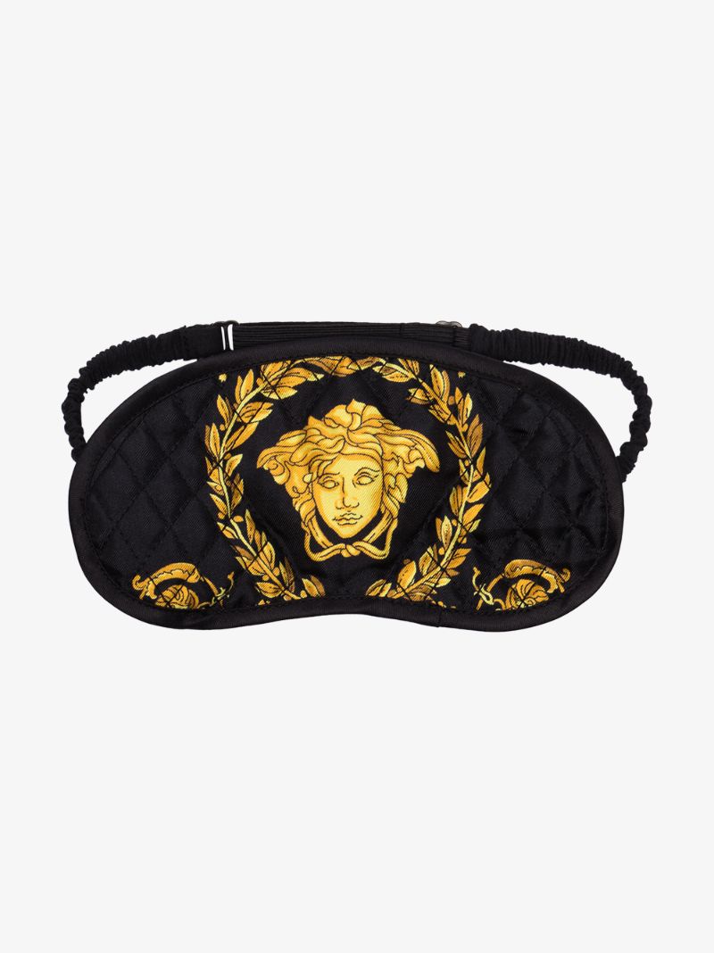 Black Baroque Print Silk Sleep Mask