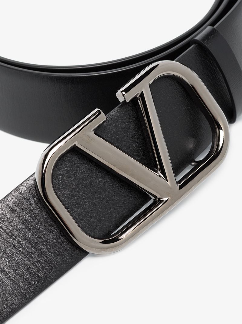 Black Vlogo Leather Belt