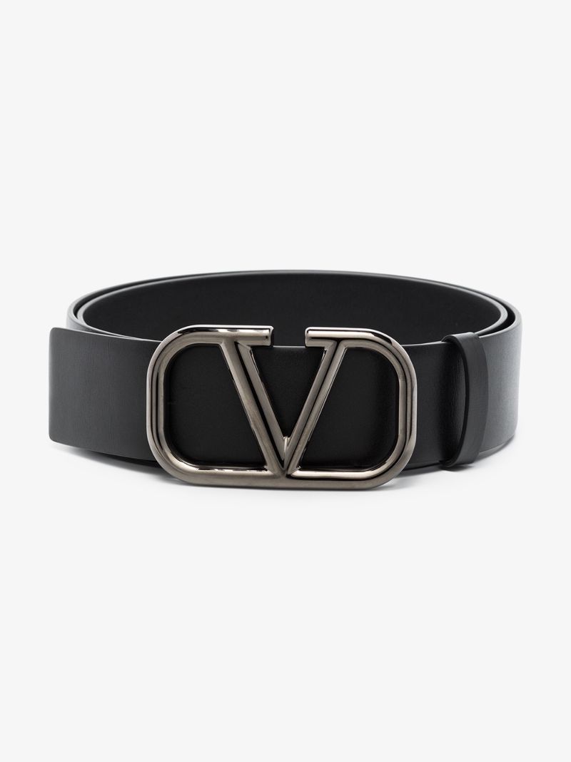 Black Vlogo Leather Belt