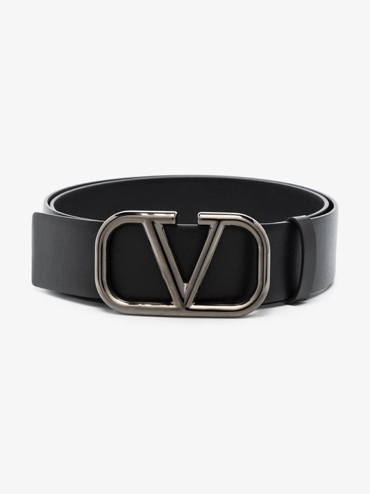 Black Vlogo Leather Belt