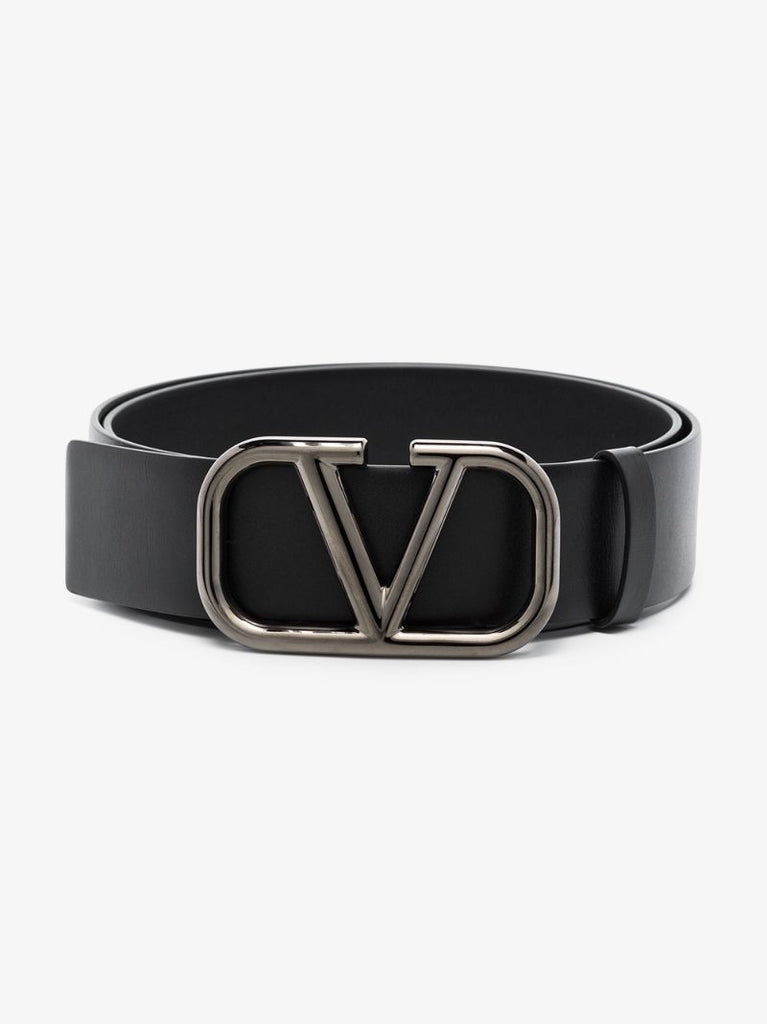 Black Vlogo Leather Belt