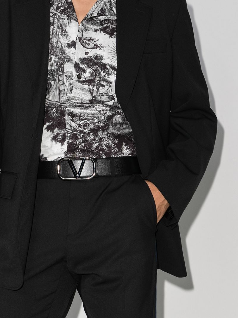 Black Vlogo Leather Belt