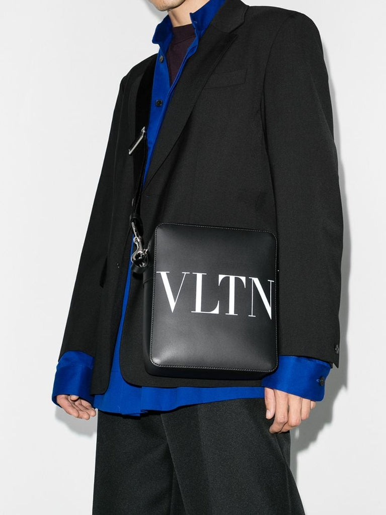 Black Vltn Leather Shoulder Bag