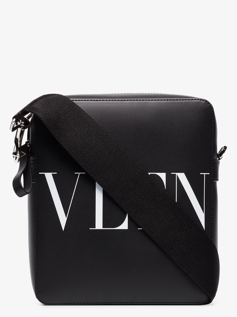 Black Vltn Leather Shoulder Bag
