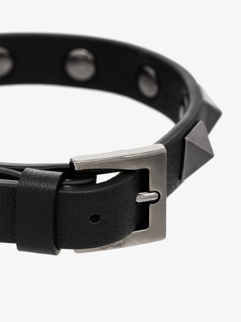 Black Rockstud Leather Bracelet