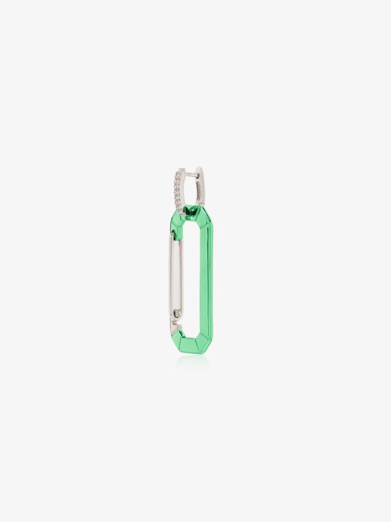 18k White Gold and Green Chiara Large Diamond Earring