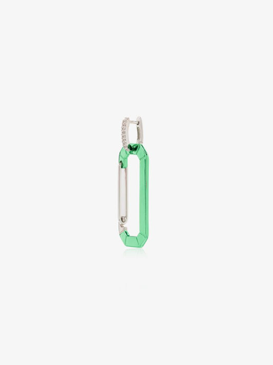 18k White Gold and Green Chiara Large Diamond Earring