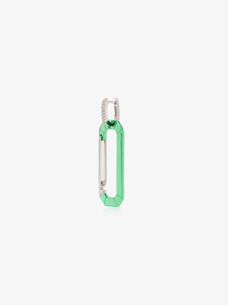 18k White Gold and Green Chiara Large Diamond Earring