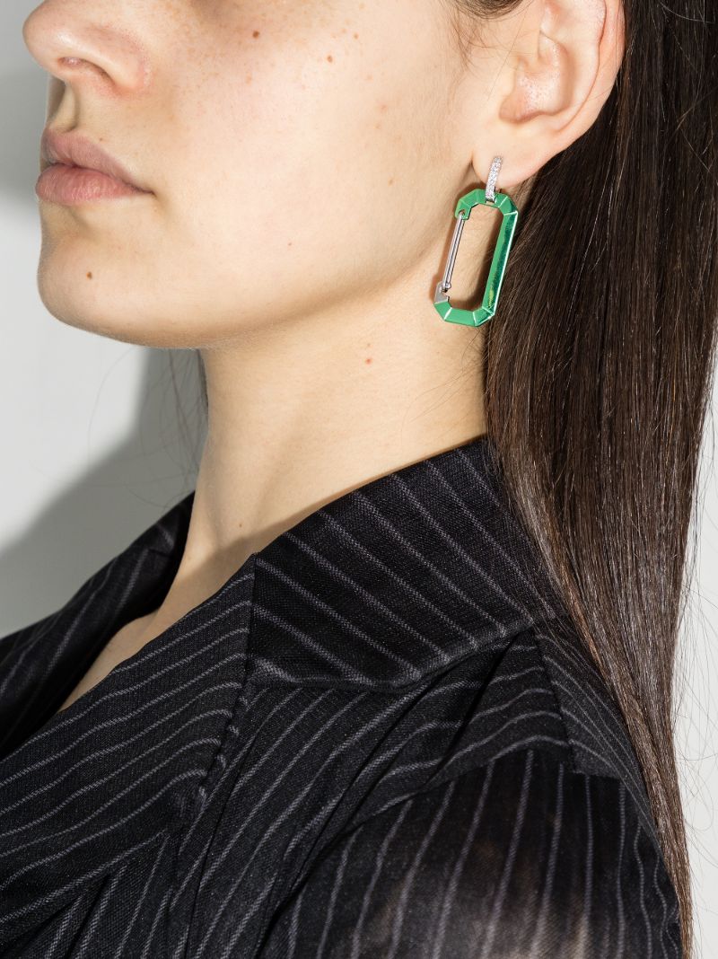 18k White Gold and Green Chiara Large Diamond Earring