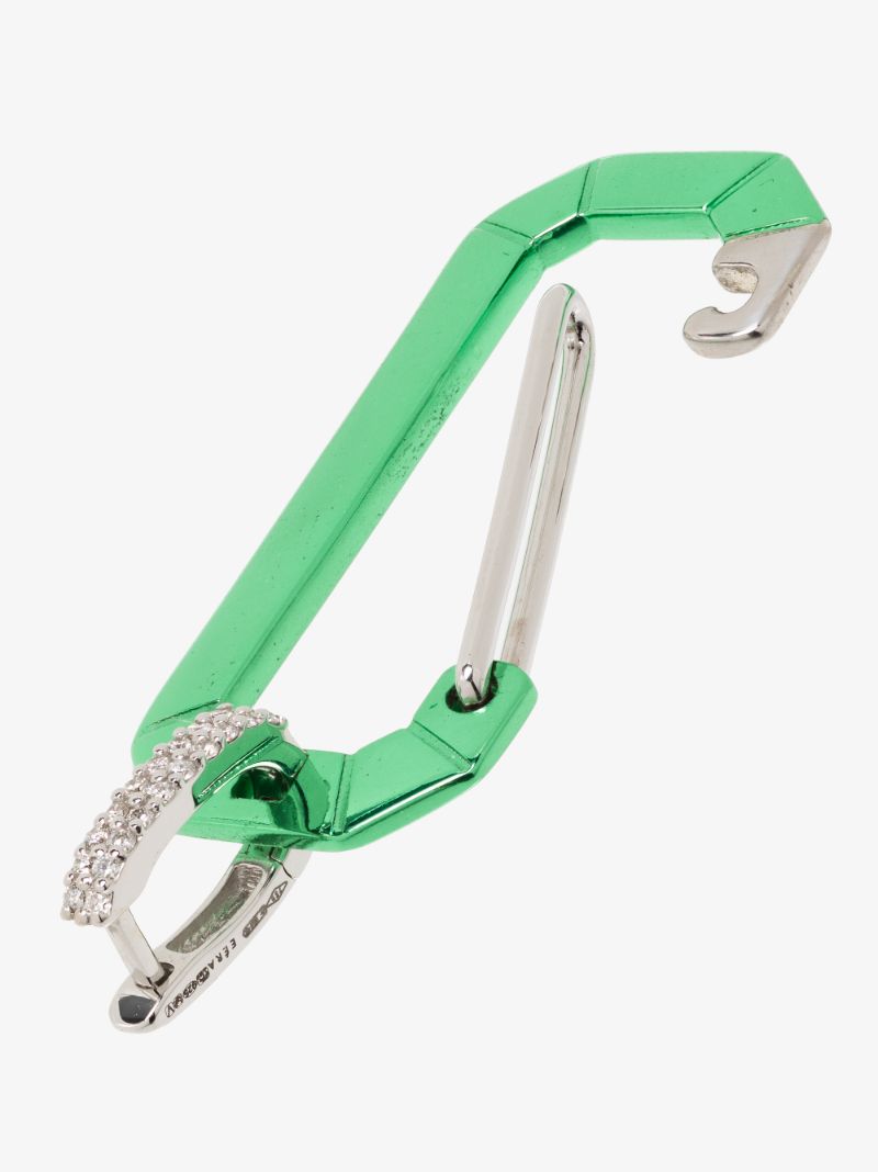 18k White Gold and Green Chiara Large Diamond Earring