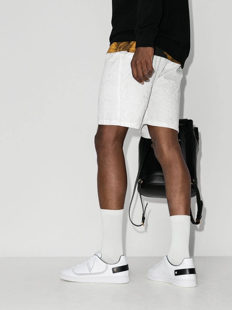 White Backnet Leather Sneakers