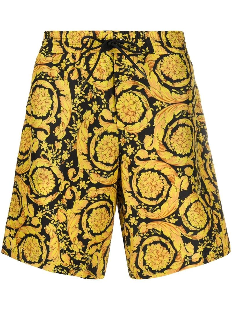 Gold-tone Barocco Print Swim Shorts